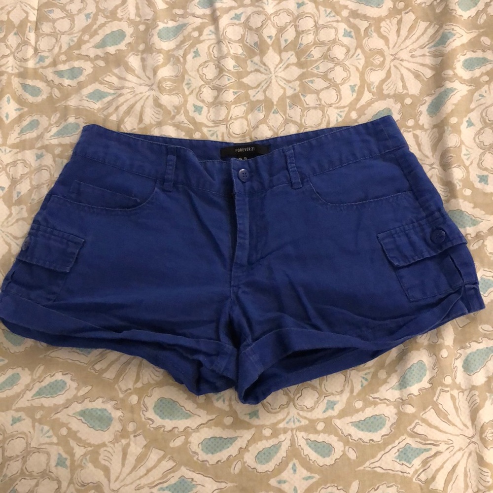 Forever 21 Faded Royal Blue Linen Shorts - Size XS (fits like a size 3)